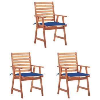 Krzesła ogrodowe z poduszkami, 3 szt., lite drewno akacjowe - vidaXL
