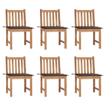 Krzesła ogrodowe z poduszkami, 6 szt., lite drewno tekowe - vidaXL