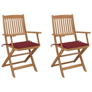 Krzesła ogrodowe z poduszkami, akacja, winna czerw - Zakito
