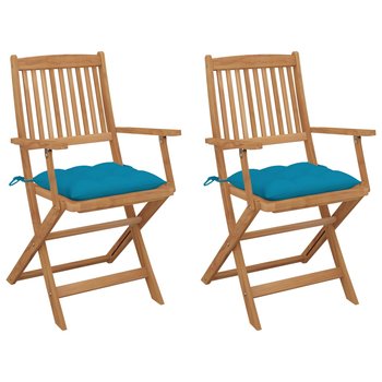 Krzesła ogrodowe z poduszkami akacjowe, składane, - Zakito