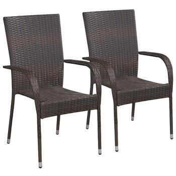 Krzesła Rattanowe PE, 55.5x53.5x95 cm, brązowe - Zakito