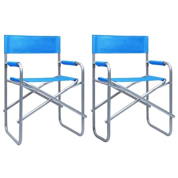 Krzesła reżyserskie 2 szt. stalowe niebieskie VidaXL - vidaXL