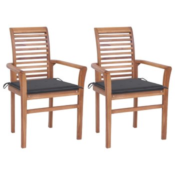Krzesła stołowe, 2 szt., antracytowe poduszki, drewno tekowe - vidaXL