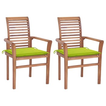 Krzesła stołowe, 2 szt., jasnozielone poduszki, drewno tekowe - vidaXL