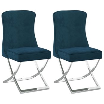 Krzesła stołowe, 2 szt., niebieskie, 53x52x98 cm, aksamitne - vidaXL