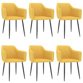 Krzesła stołowe, 6 szt., żółte, tapicerowane tkaniną - vidaXL