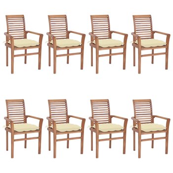 Krzesła stołowe 8 szt., z kremowymi poduszkami, drewno tekowe - vidaXL