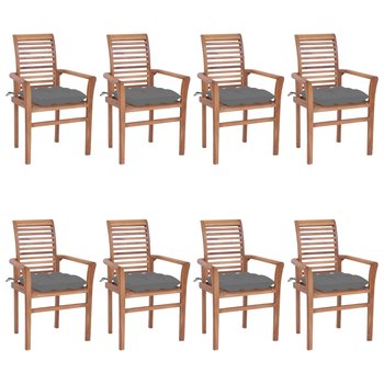 Krzesła stołowe 8 szt., z szarymi poduszkami, drewno tekowe - vidaXL