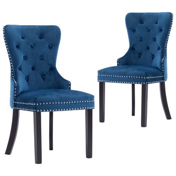 Krzesła stołowe aksamitne niebieskie 51x59x98,5 cm - Zakito Europe