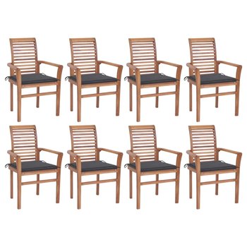 Krzesła stołowe z antracytowymi poduszkami, 8 szt., tekowe - vidaXL