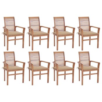 Krzesła stołowe z beżowymi poduszkami, 8 szt., drewno tekowe - vidaXL