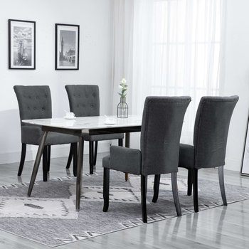 Krzesła stołowe z podłokietnikami VidaXL, ciemnoszare, tkanina, 4 sztuki - vidaXL