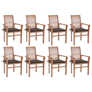 Krzesła stołowe z poduszkami taupe, 8 szt., lite drewno tekowe - vidaXL