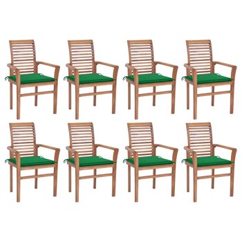 Krzesła stołowe z zielonymi poduszkami, 8 szt., drewno tekowe - vidaXL