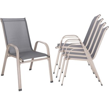 Krzesła tarasowe, komplet 4 krzeseł metalowych na balkon szare - Springos