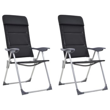 Krzesła turystyczne, 2 szt., 58x69x111 cm, aluminium, czarne - vidaXL