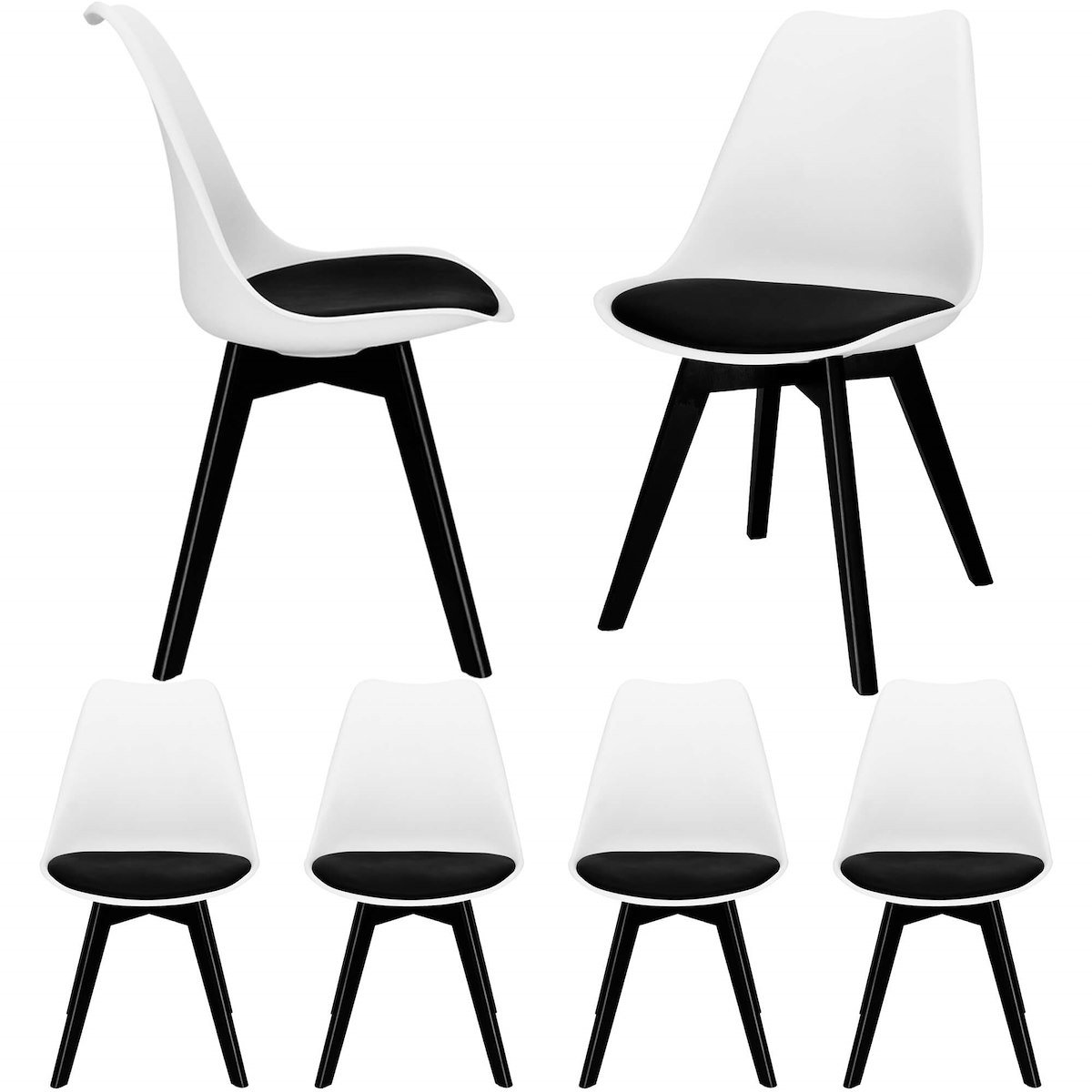 Zdjęcia - Krzesło Springos  Verde 4 szt. do jadalni, kuchni skandynawskie nowoczesne biało-cza 