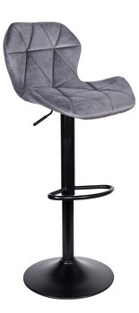 Krzesło Barowe Welurowe Wenus Szary black - CHILL ART