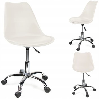 Krzesło biurowe na kółkach, obrotowe, do biurka FOTEL biurowy IGER biały - JUMI