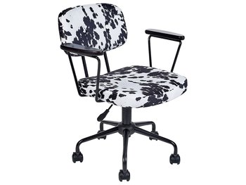Krzesło biurowe regulowane welurowe w łaty czarno- - Beliani