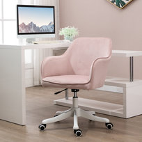 Krzesło biurowe z funkcją masażu, ergonomiczne krzesło szefa o regulowanej wysokości, obrotowe o 360°, krzesło komputerowe, materiał o wyglądzie weluru, różowe
