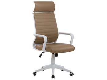 Krzesło biurowe ze sztucznej skóry BELIANI Leader, brązowo-srebrne, 114x63x63 cm - Beliani