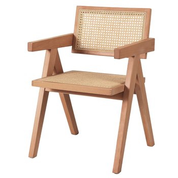 Krzesło BOHO MH-011CH-NN Step podłokietniki drewno rattanowe beżowe - Step Into Design