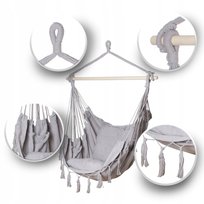 Krzesło Brazylijskie Fotel Ogrodowy Wiszący Hamak Huśtawka Rodos 2 Szary