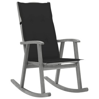 Krzesło bujane ogrodowe z poduszką, czarne, drewno - Zakito