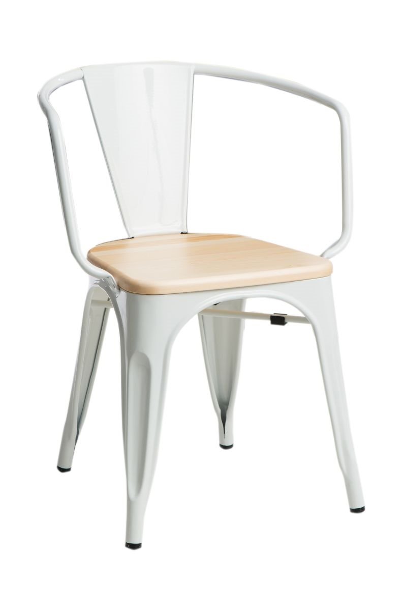 Zdjęcia - Krzesło D2 Design   Paris Arms Wood, biało-beżowe, 44x55,5x73 cm 