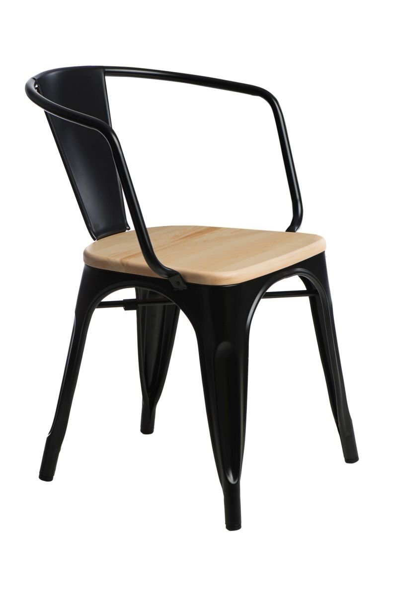 Zdjęcia - Krzesło D2 Design   Paris Arms Wood, czarno-beżowe, 44x55,5x73 cm 