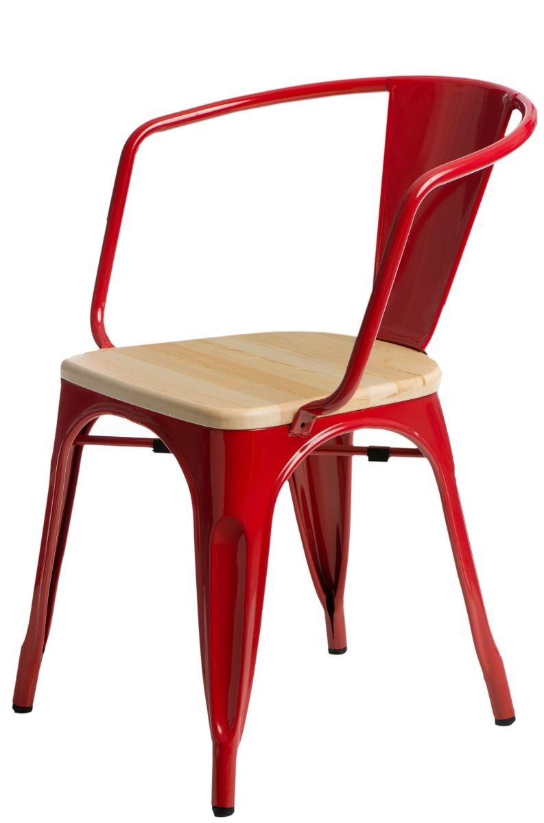 Zdjęcia - Krzesło D2 Design   Paris Arms Wood, czerwono-beżowe, 44x55,5x73 cm 