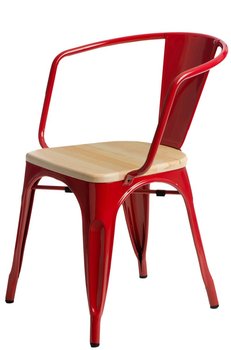 Krzesło D2 DESIGN Paris Arms Wood, czerwono-beżowe, 44x55,5x73 cm - D2.DESIGN
