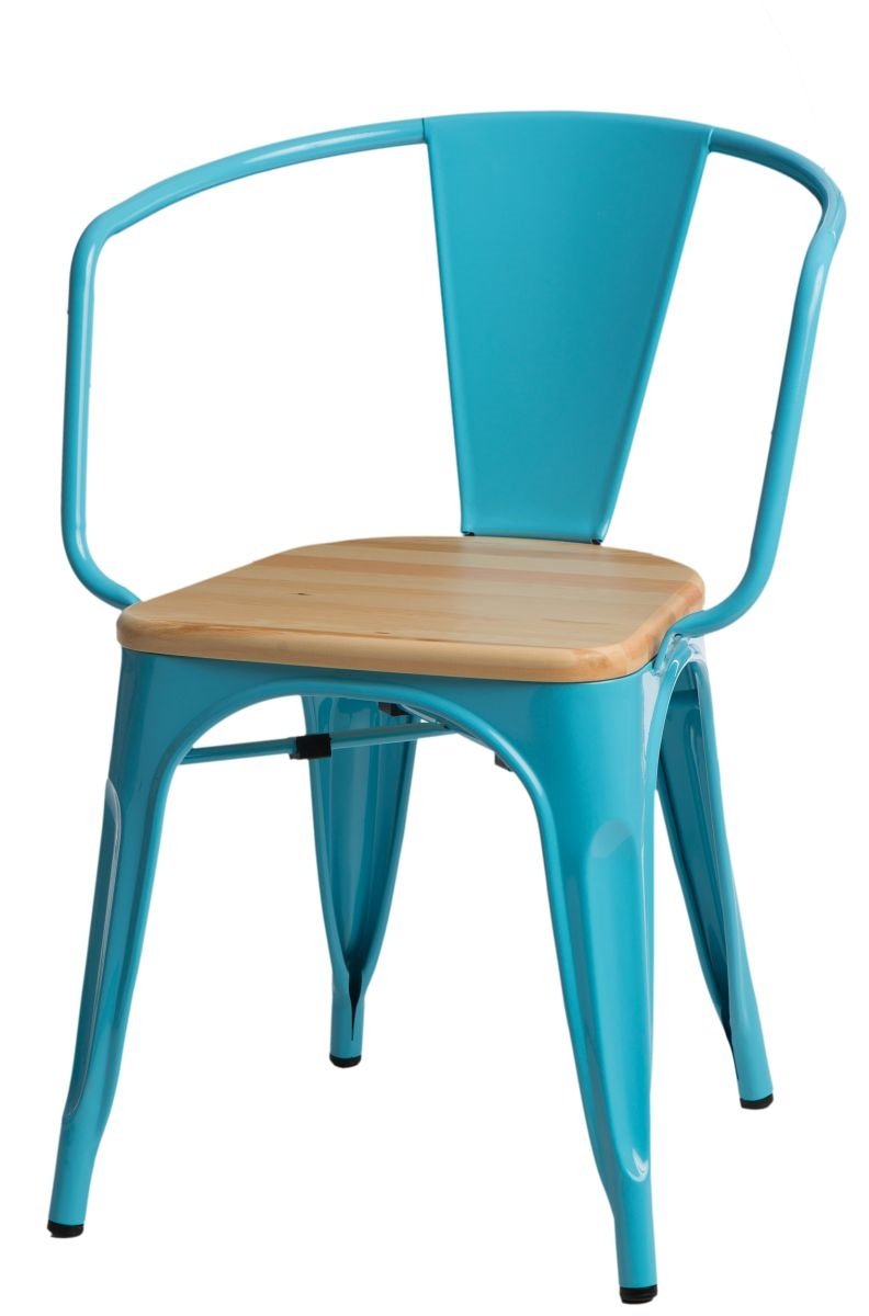 Zdjęcia - Krzesło D2 Design   Paris Arms Wood, niebiesko-beżowe, 44x55,5x73 cm 