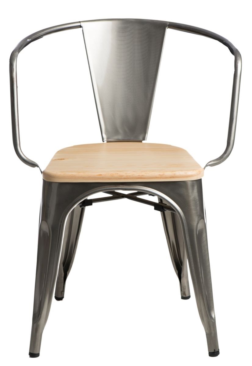 Zdjęcia - Krzesło D2 Design   Paris Arms Wood, srebrno-beżowe, 44x55,5x73 cm 