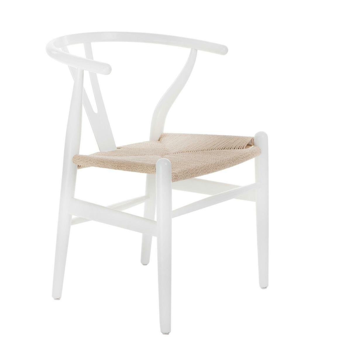 Krzesło D2 DESIGN Wicker, białe, 71x54x42 cm