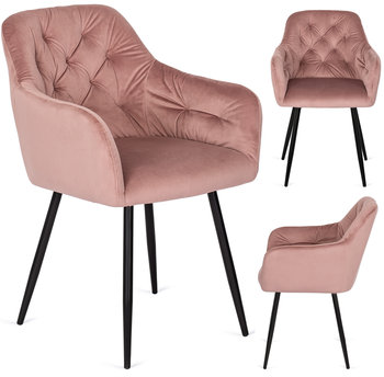 Krzesło Do Salonu Jadalni VIKI Różowe Welur Velvet - Meble Makarowski