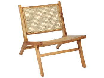 Krzesło drewniane z plecionką rattanową jasne drewno MIDDLETOWN - Beliani