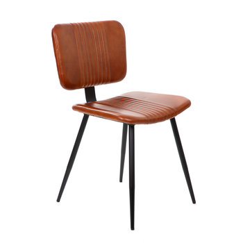 Krzesło GLADIO w obiciu ze skóry bawolej brązowe 47x51x82 cm HOMLA - Homla