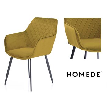 Krzesło HOMEDE Vialli, musztardowe, 42x55x85 cm - Homede