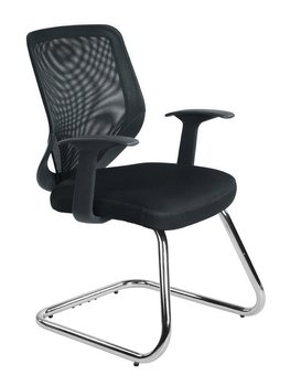 Krzesło Konferencyjne SAYAMA Czarne Biurowe Siatka na Płozach Tkanina 130kg - KinMeb