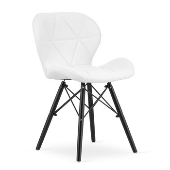 Krzesło LAGO ekoskóra - białe / nogi czarne x 2 - Oskar