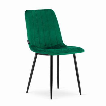 Krzesło LAVA - aksamit ciemna zieleń / nogi czarne - Leobert