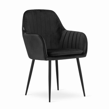 Krzesło LUGO - aksamit czarny / nogi czarne - Leobert