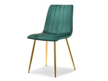 krzesło megan zielony welur, podstawa złoty - MEBEL-PARTNER