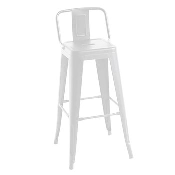 Krzesło metalowe z oparciem stołek barowy biały 43x30,5x97 - BEGRYF