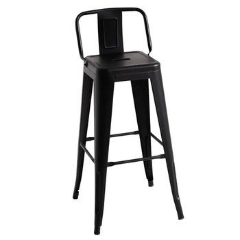 Krzesło metalowe z oparciem stołek barowy czarny 43x30,5x97 - BEGRYF