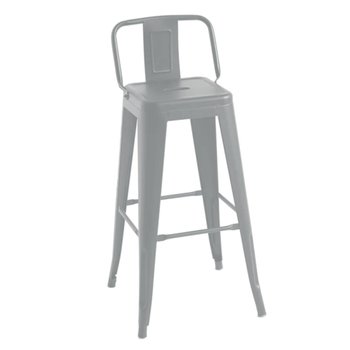 Krzesło metalowe z oparciem stołek barowy srebrno szary 43x30,5x97 - BEGRYF