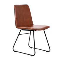 Krzesło NEREA w obiciu ze skóry bawolej brązowe 46x58x86 cm HOMLA