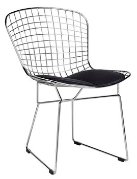 Krzesło NET SOFT chrom - czarna poduszka, metal - King Home